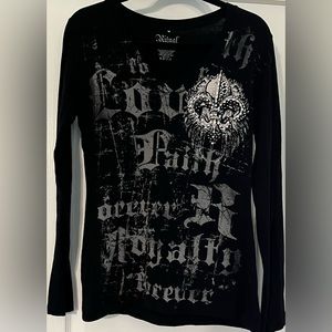 Black Ritual Long Sleeve Graphic Tee Size XL